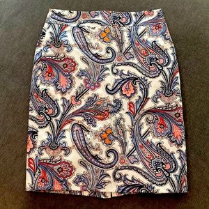Paisley patterned pencil skirt Ann Taylor